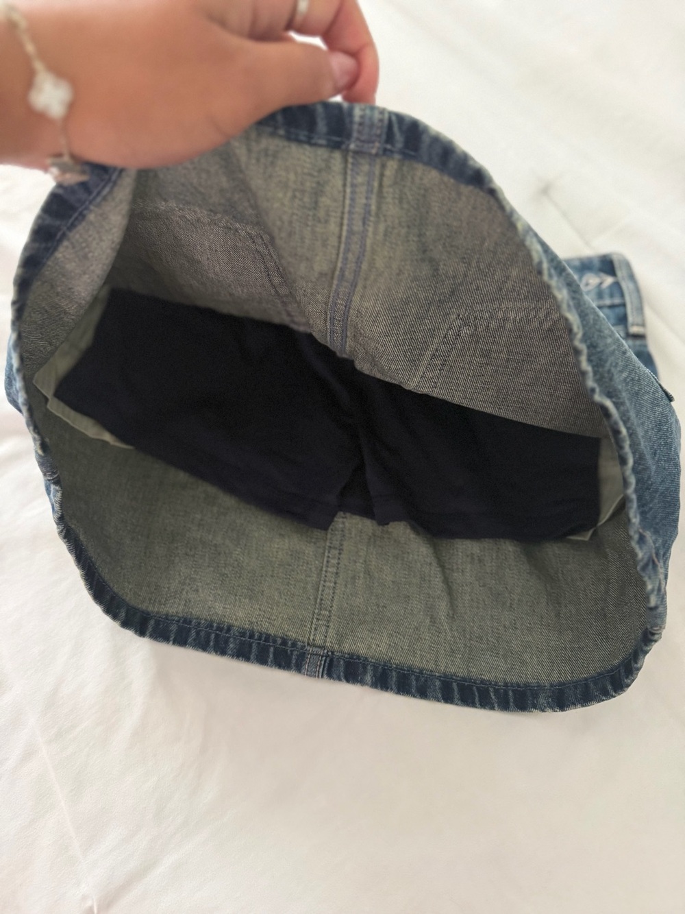 Hollister Blue Denim Mini Skirt with White Embroidered Waist - Picture 5 of 5
